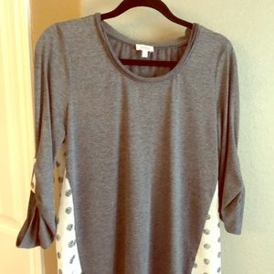 Pixley polka dot and grey blouse